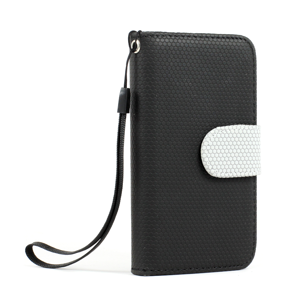 iPhone 4S / 4 Anti-Slip Flip Leather WALLET Case with Stand (Black)